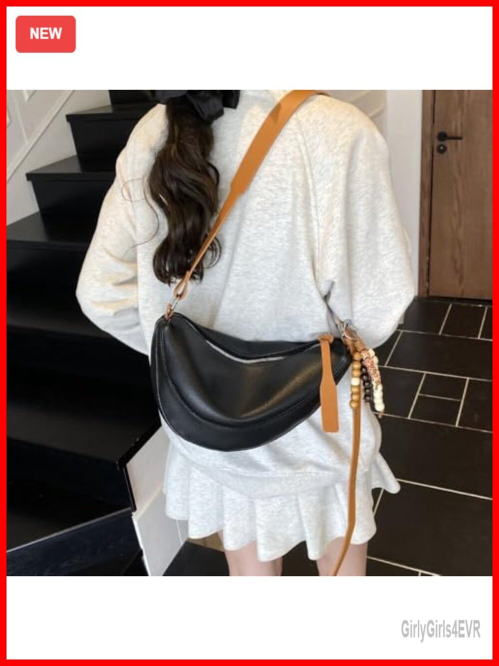 Small Saddle Bag Shoulder Bag for Women Solid Color Portable Tote Retro PU